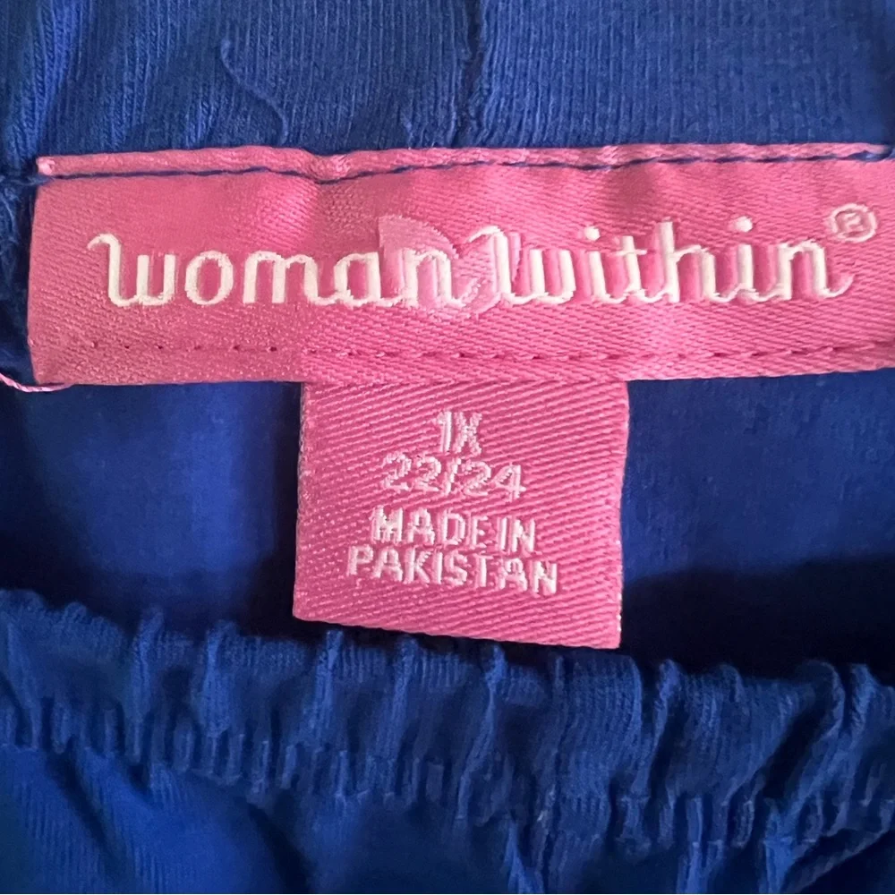 Woman Within Pants Size 1X(22/24)Color Blue.